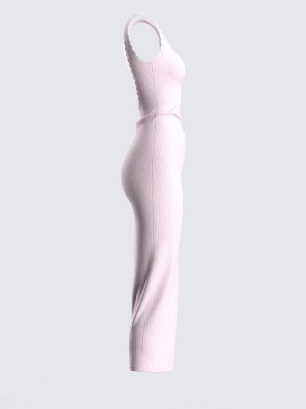 Ribbed Baby Pink Midi Dress - Picture 2 of 10